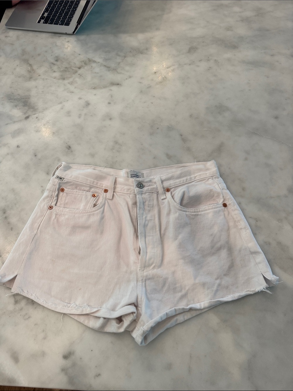 Citizens of Humanity Women’s White Denim High-Rise Shorts